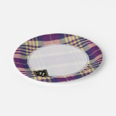 Paars, goud en blauw Tartan Papieren Bordje (Gekanteld)