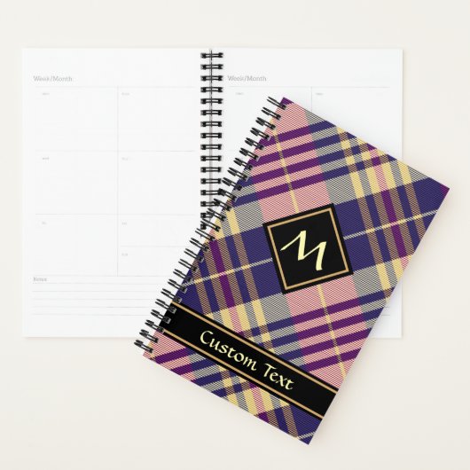 Paars, goud en blauw tartan planner (Display)