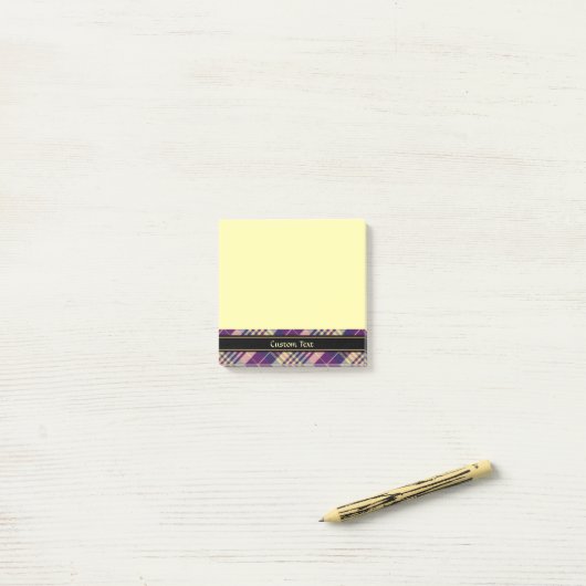 Paars, goud en blauw Tartan Post-it® Notes (Op bureau)