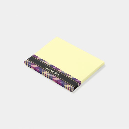 Paars, goud en blauw tartan post-it® notes (Schuin)