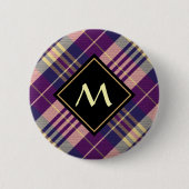 Paars, goud en blauw Tartan Ronde Button 5,7 Cm (Voorkant)