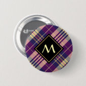 Paars, goud en blauw Tartan Ronde Button 5,7 Cm (Voorkant /achterkant)