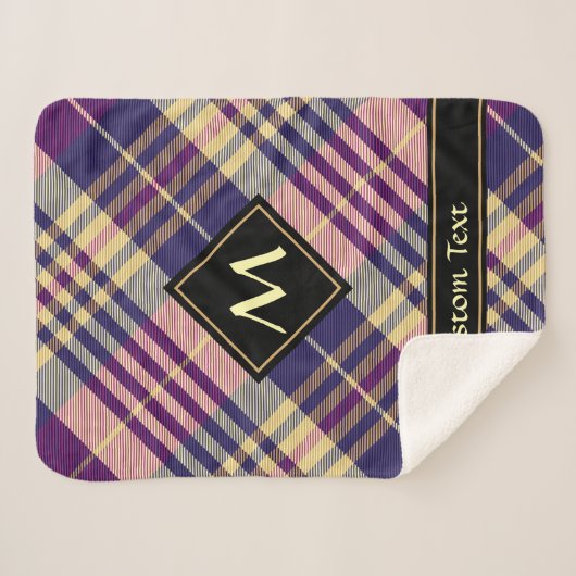 Paars, goud en blauw Tartan Sherpa Deken (Voorkant (horizontaal))