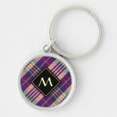 Paars, goud en blauw Tartan Sleutelhanger (Voorkant)