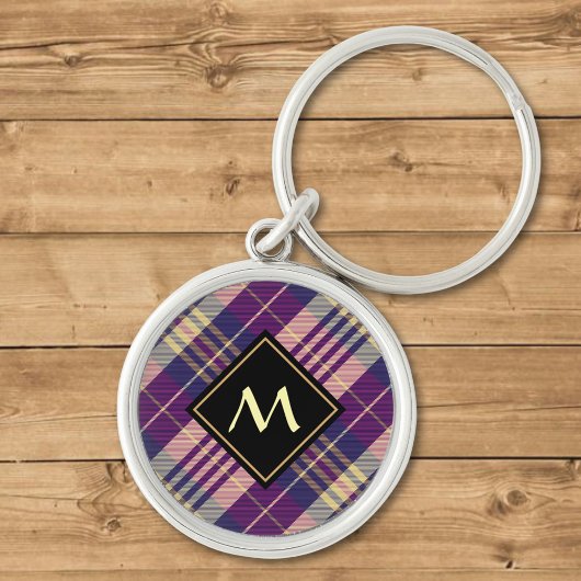 Paars, goud en blauw Tartan Sleutelhanger