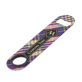 Paars, goud en blauw Tartan Speed Flessenopener (Voorkant Gekanteld)