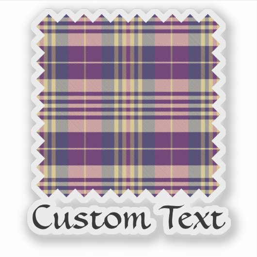 Paars, goud en blauw Tartan Sticker (Voorkant)