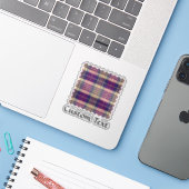 Paars, goud en blauw Tartan Sticker (Laptop met iPhone)