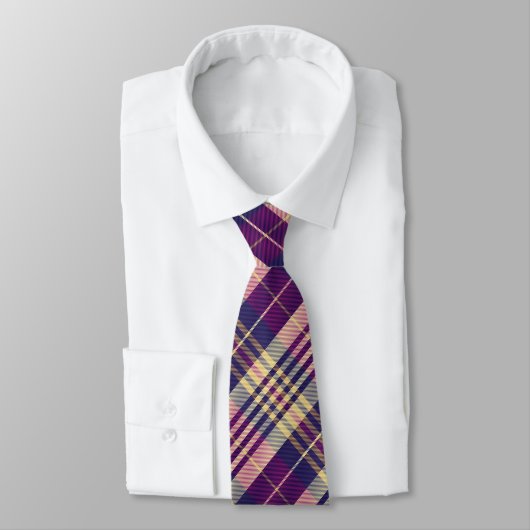 Paars, goud en blauw Tartan Stropdas (Gebonden)