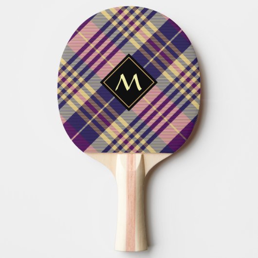 Paars, goud en blauw Tartan Tafeltennisbatje (Voorkant)