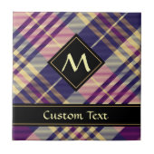 Paars, goud en blauw Tartan Tegeltje (Voorkant)