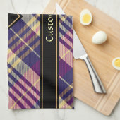 Paars, goud en blauw Tartan Theedoek (Quarter Fold)