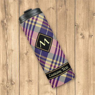 Paars, goud en blauw Tartan Thermosbeker