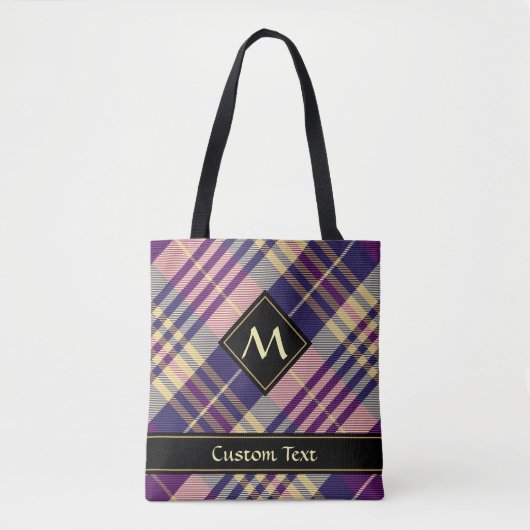 Paars, goud en blauw Tartan Tote Bag (Voorkant)