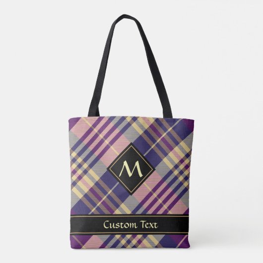 Paars, goud en blauw Tartan Tote Bag (Achterkant)