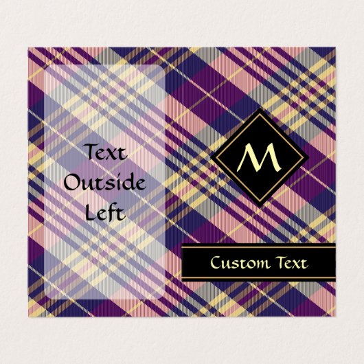 Paars, goud en blauw Tartan Visitekaartje (Buitenkant ongevouwen)