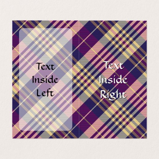 Paars, goud en blauw Tartan Visitekaartje (Binnenkant ongevouwen)