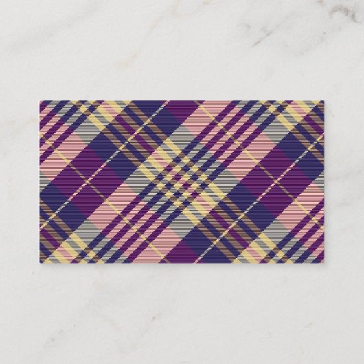 Paars, goud en blauw Tartan Visitekaartje (Achterkant)