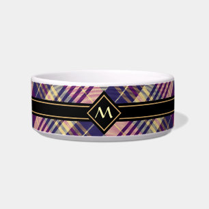 Paars, goud en blauw Tartan Voerbakje