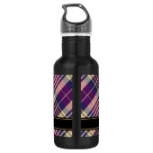 Paars, goud en blauw Tartan Waterfles (Achterkant)