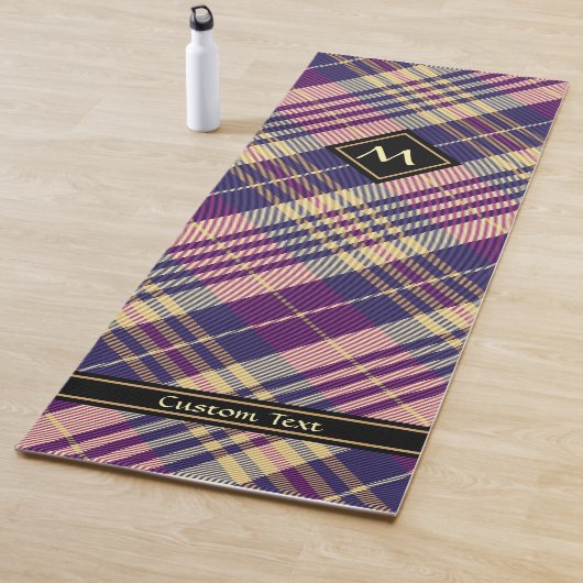 Paars, goud en blauw Tartan Yogamat (In situ)
