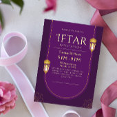 Paars Goud en Crème Ramadan Kareem Iftar Kaart