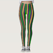 Paars goud en groene gestreept mardi Gras Leggings (Voorkant)