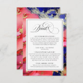 Paars goud en rood huwelijk informatiekaartje (Voorkant / Achterkant)