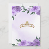 Paars goud en witte Floral Tiara Quinceañera Kaart (Achterkant)