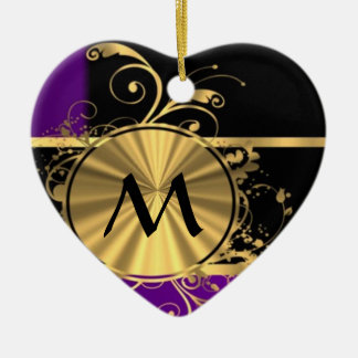 Paars goud en zwart monogram keramisch ornament