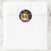 Paars goud en zwart monogram ronde sticker (Tas)