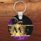 Paars goud en zwart monogram sleutelhanger (Voorkant)