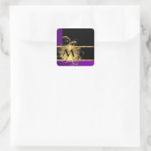 Paars goud en zwart monogram vierkante sticker (Tas)