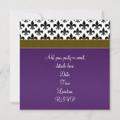 Paars & Goud Fleur De Lis Feest Kaart (Achterkant)