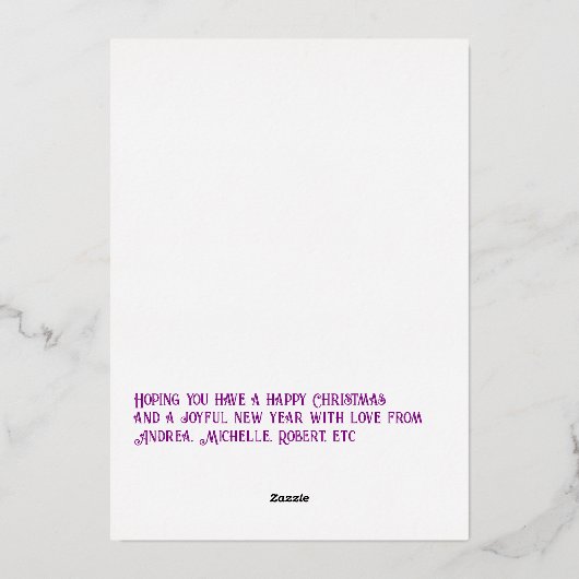 Paars & Goud Geruit Kerstvakantie Foto Folie Feestdagenkaart (Achterkant)