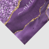 Paars Goud Glitter Agaat Naam Tissuepapier op Maat (Detail)