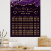 Paars & Goud Glitter Agate Trouw Zittijd Chart Poster (Keuken)