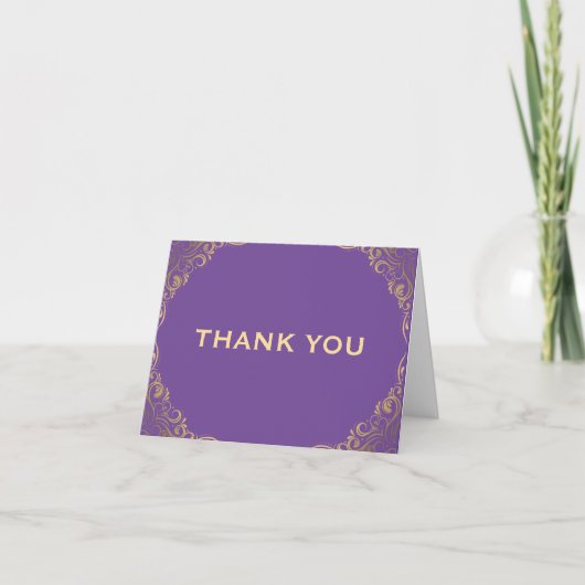 Paars & Goud Glitter Frame Vouw Kaart Bedankt (Voorkant)