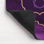 Paars & Goud Glitter Marmer Agaat Monogram Muismat (Hoek)