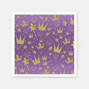 Paars & Goud Glitter Meisjes Prinsessen Feestje Servet