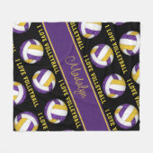 paars goud Ik hou van volleybal girly gepersonalis Fleece Deken (Voorkant (Horizontaal))