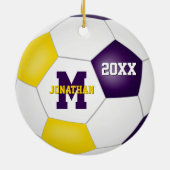 paars goud in haar schoolteam tegen voetbal keramisch ornament (Achterkant)