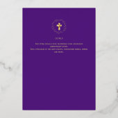 Paars Goud Katholieke Trouw Elegant Formeel Modern Folie Uitnodiging (Achterkant)