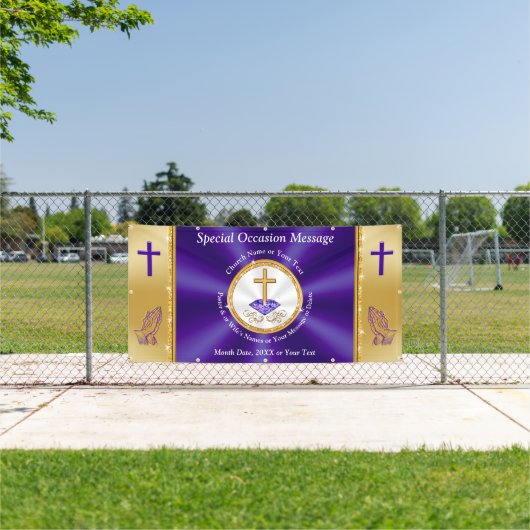 Paars, goud, kerkbanners in de openlucht, elke gel spandoek (Insitu)