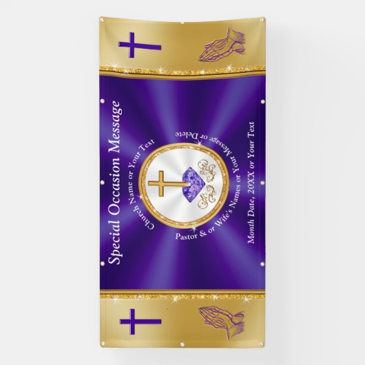 Paars, goud, kerkbanners in de openlucht, elke gel spandoek (Verticaal)