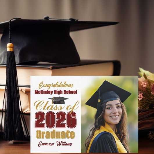 Paars Goud Klas van 2026 Foto Afstuderen Aankondiging