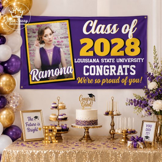 Paars Goud Klas van 2026 Foto Afstuderen Spandoek
