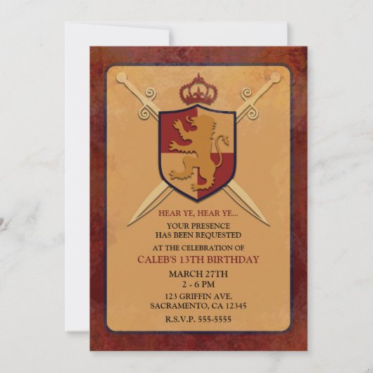 Paars & Goud Koninklijke Ridder Griffioen Schild F Kaart (Voorkant)