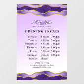 Paars & Goud Marmer Agate Schoonheidssalon Opening Raamsticker (Vel)