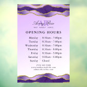 Paars & Goud Marmer Agate Schoonheidssalon Opening Raamsticker (Vel 3)